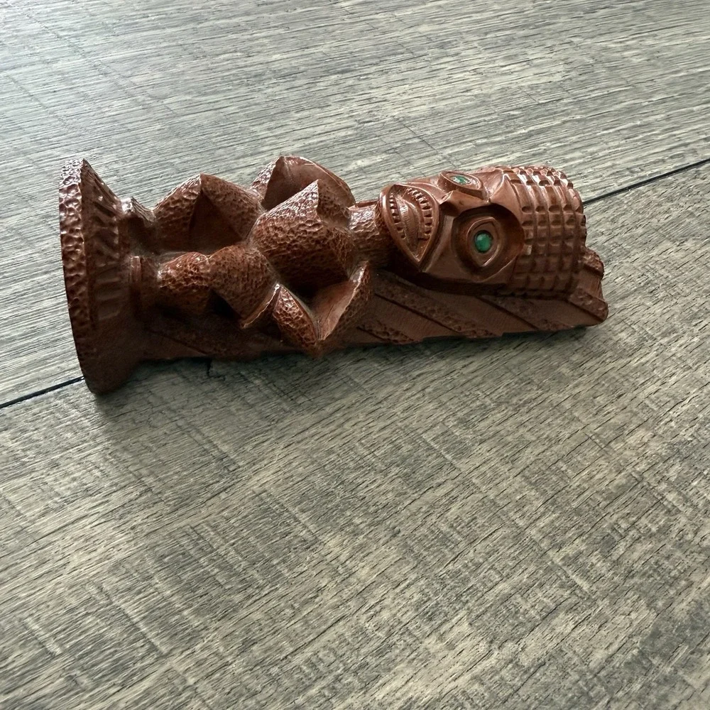 VTG 70s Coco Joe's Hawaii Tiki Wall Plaque #16-043 Polynesian Idol Green Eyes